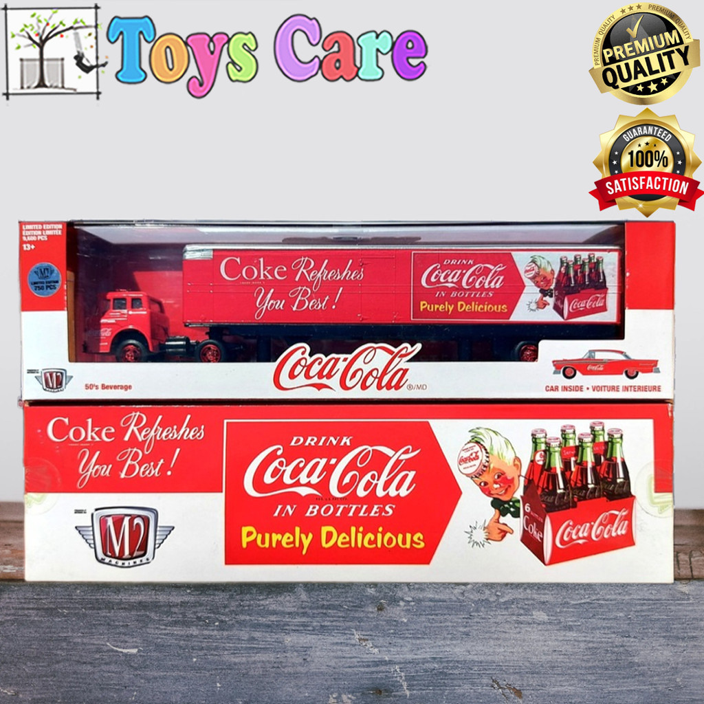 M2 COCA COLA CHASE CAR 1957 FORD C-600 & 1957 FORD FAIRLANE 500 - AUTO HAULER M2 MACHINES TRANSPORT 