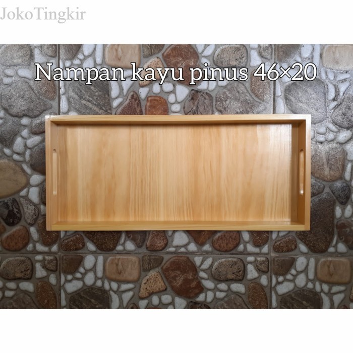 

Baki Kayu/Nampan kayu/Tray kayu pinus panjang 46x20x4cm pegangan datar murah
