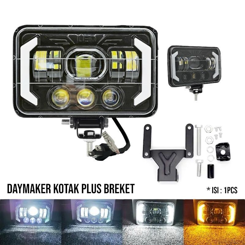 Lampu Depan  Kotak LED 5.75 Inch Socket H4 Plus Breket