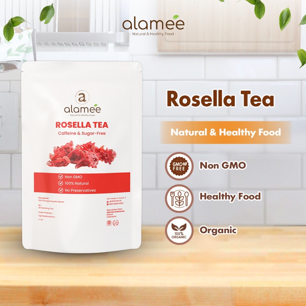 

ALAMEE Teh Bunga Rosella Kering Rosela Tea Bag Flower Minuman Teh Herbal Alami Sour Tea Isi 30