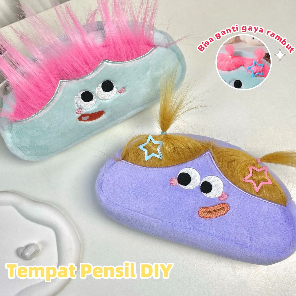 

Tempat Pensil Alat Tulis Tas Pena Rambut Panjang Kotak Pensil Rambut Panjang Lucu Kanvas Korea Pencil Case Besar Gaya Rambut DIY Berikan Gadget Tas Pensil