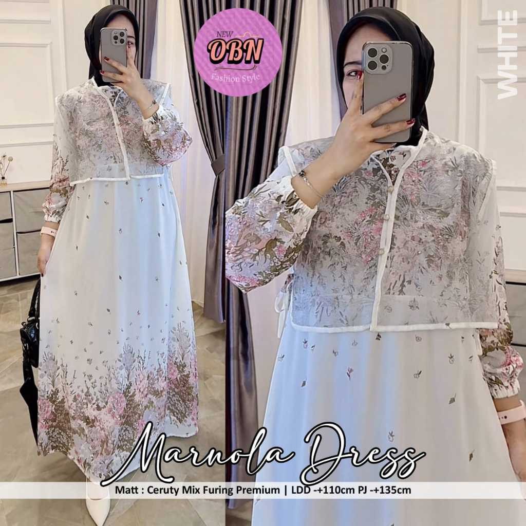 MARMOLA DRESS OBN / MAXI DRESS WANITA BAHAN CERUTTY MIX FURING PREMIUM HQ