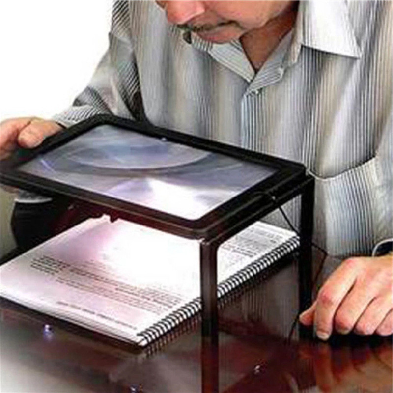 

Magnifying Glass LED Light Three-Dimensional Folding Bracket Magnifying Glass Full-Page Reading Home Supplies 275*195mm
