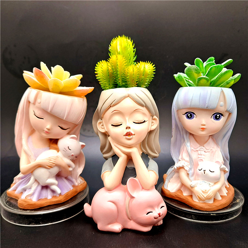

Original silicone mold 3D girl hug cat flowerpot gypsum resin candle concrete crystal glue tool DIY handmade crafts ornaments