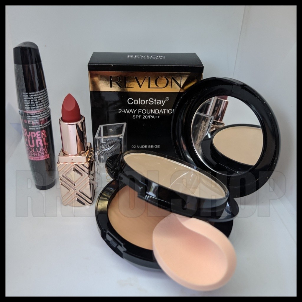 Paket BEDAK REVLON Colorstay 2 - Way Foundation Powder -SPF 20 / PA ++ Black Gold DAN Notte Perfect 
