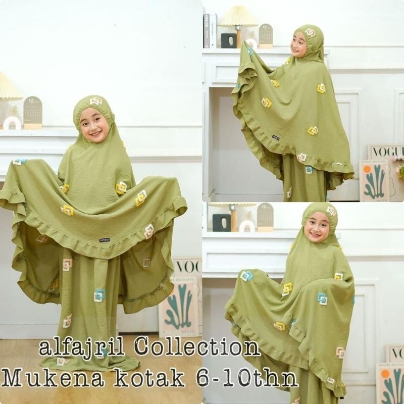 SCGRF4 TERLARIS (COD) MUKENAH ANAK SIZE 6-10 TAHUN Bahan Cringkle Bordir Adem Motif Murce Cantik Ori