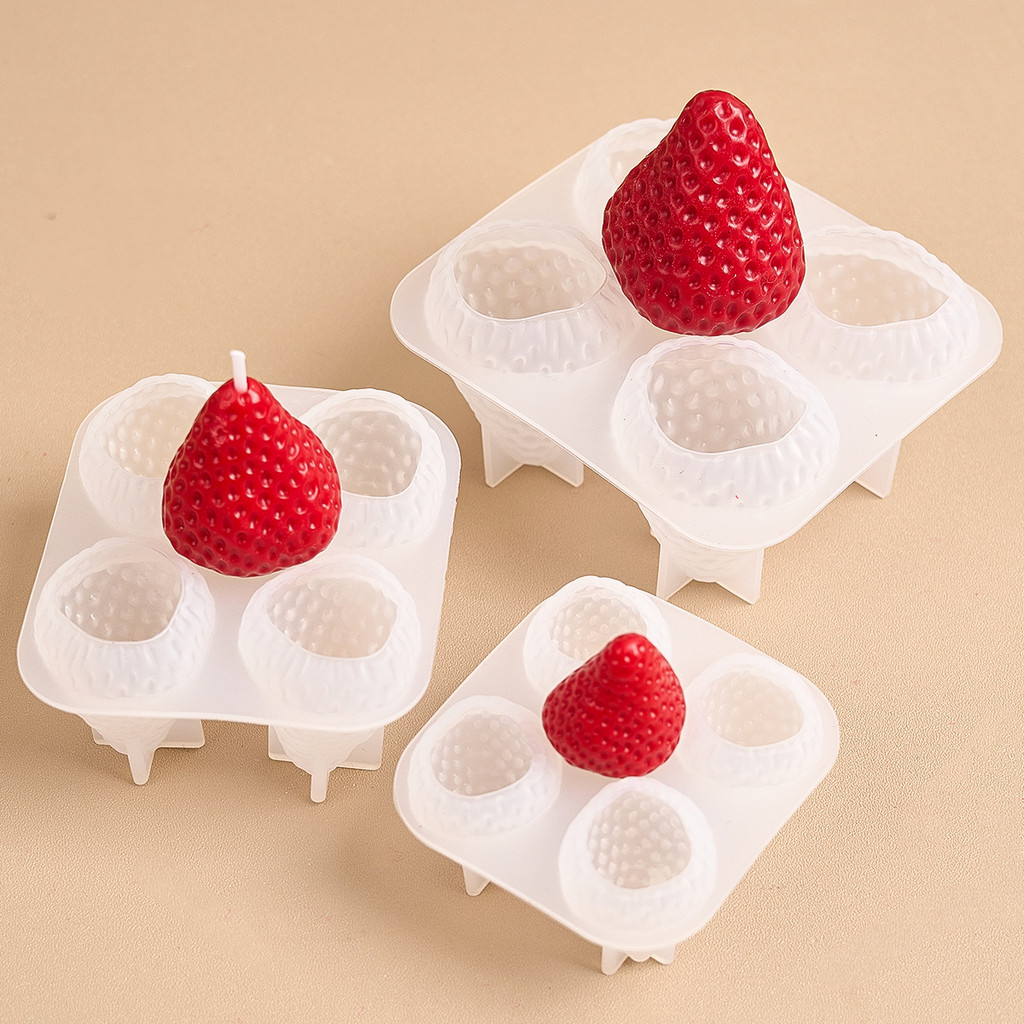 

New 4PCS/1PC S/M/L Strawberry Shaped Silicone Candle Mold 3D Fruit Scented Candle Craft Resin Mold Handmade Praty Decor Supplies