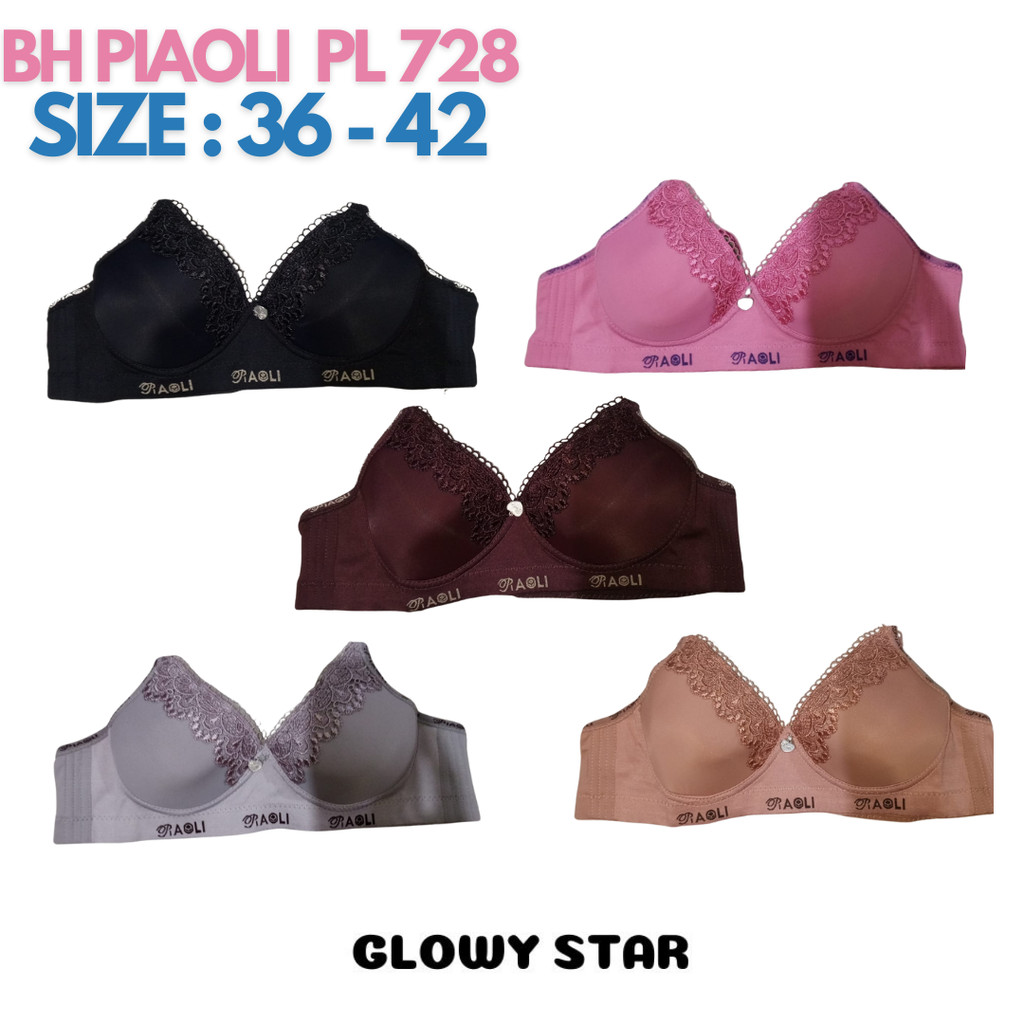 BH BRA Piaoli Cup Besar | BH Wanita Kait 3 | Motif Renda Kupu | Lembut | jumbo | big size | import
