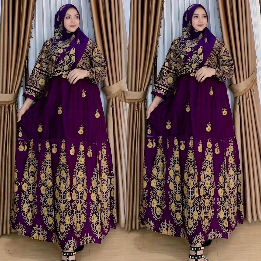 Gamis Hindi Aruhi – Katun Rayon Busui, Lengan Panjang, Free Hijab – Standar & Jumbo
