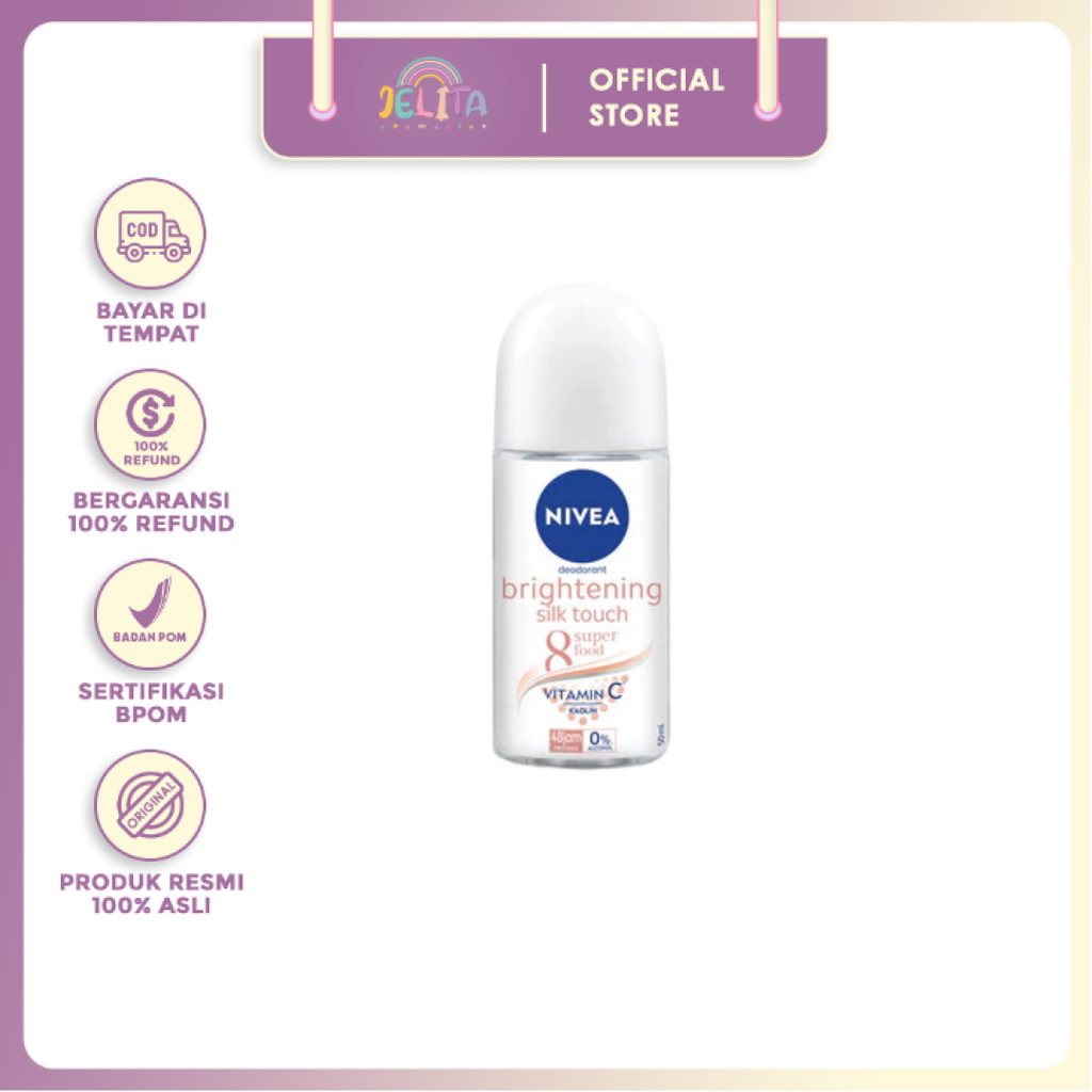 JBH - NIVEA Deodorant Roll On Brightening Silk Touch 50ml - Mencerahkan & kulit ketiak halus seperti