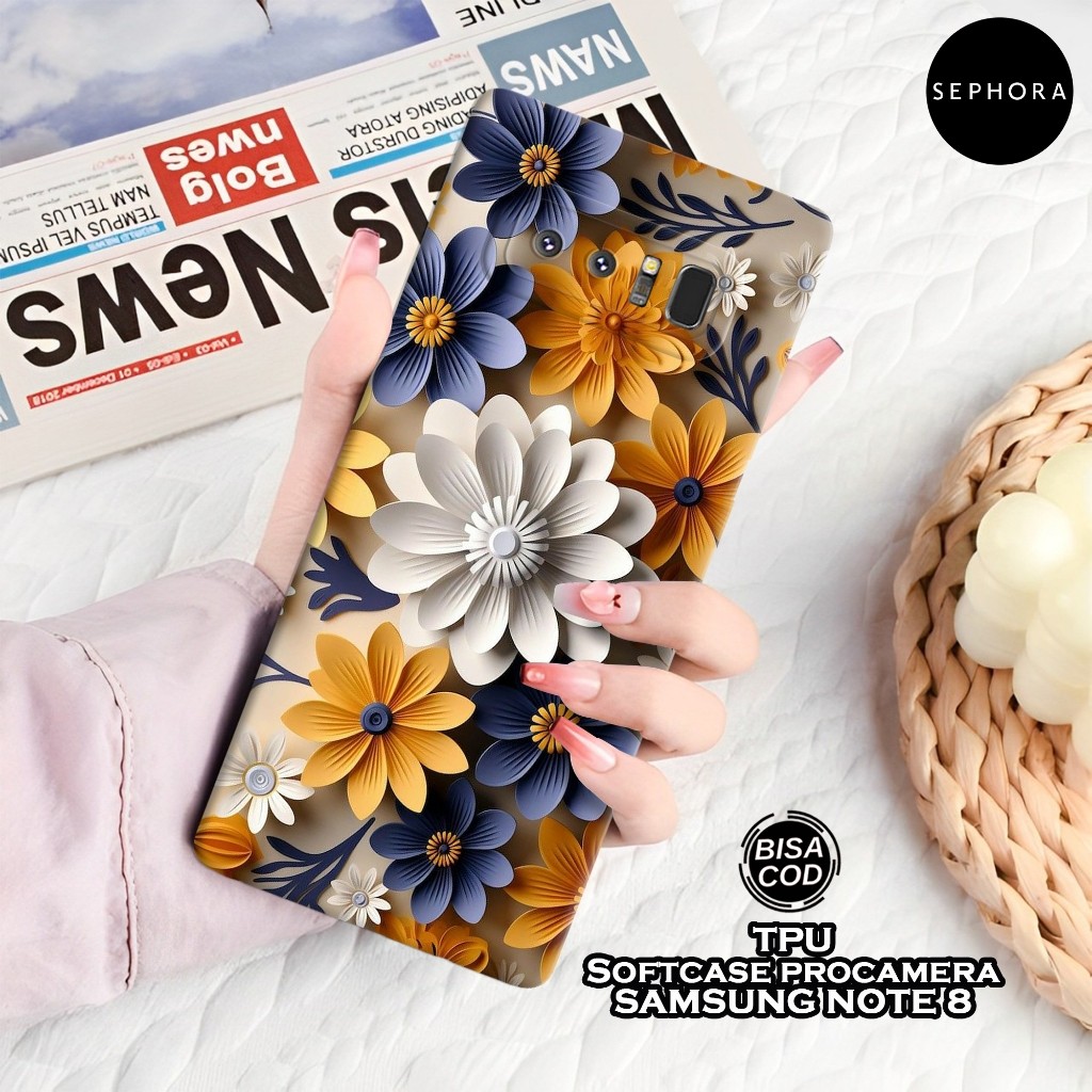 Case Samsung Note 8 Terbaru - Fashion Case Bunga - Softcase Samsung Note 8 - Case Pro Camera - Casin