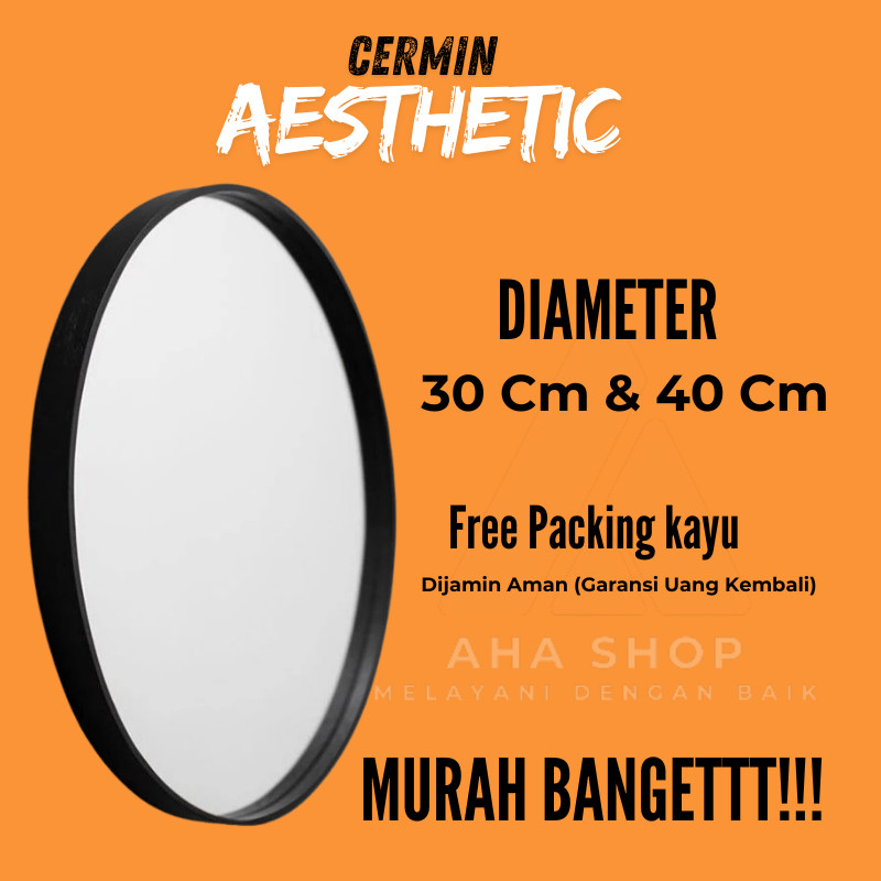 Kaca cermin dinding bulat aesthetic murah diameter 30 Cm dan 40 Cm