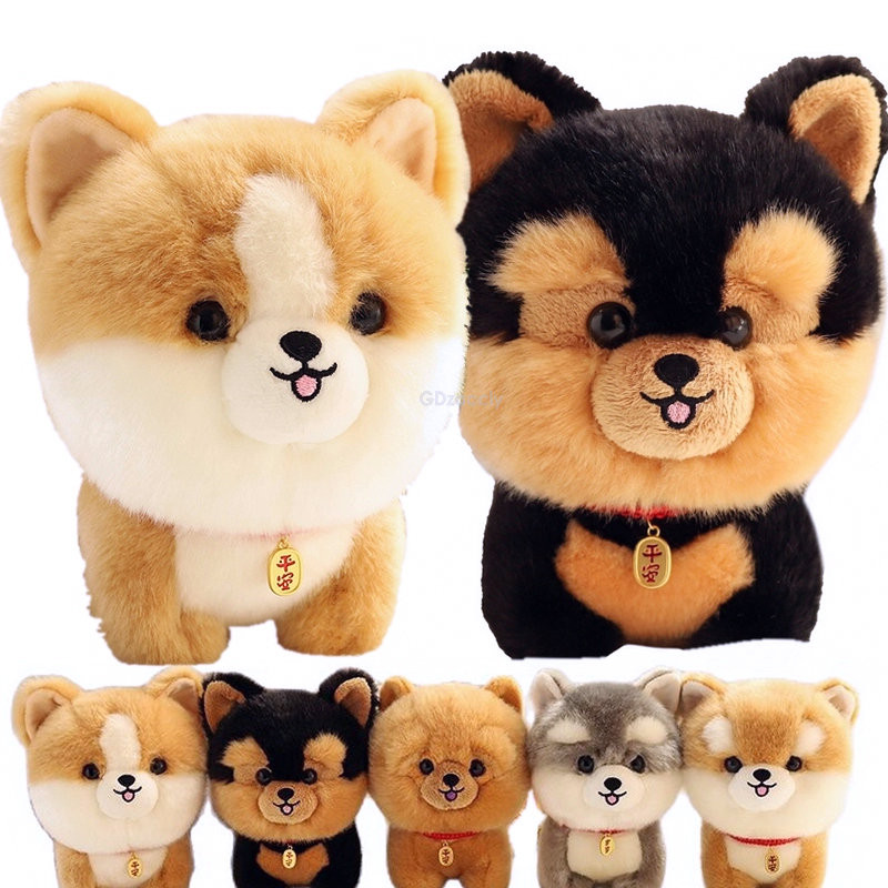 Adorbale Furry Plush Corgi Dog Plush Toy Stuffed Big Head Kawaii Lifelike Animal Shiba inu ChowChow 