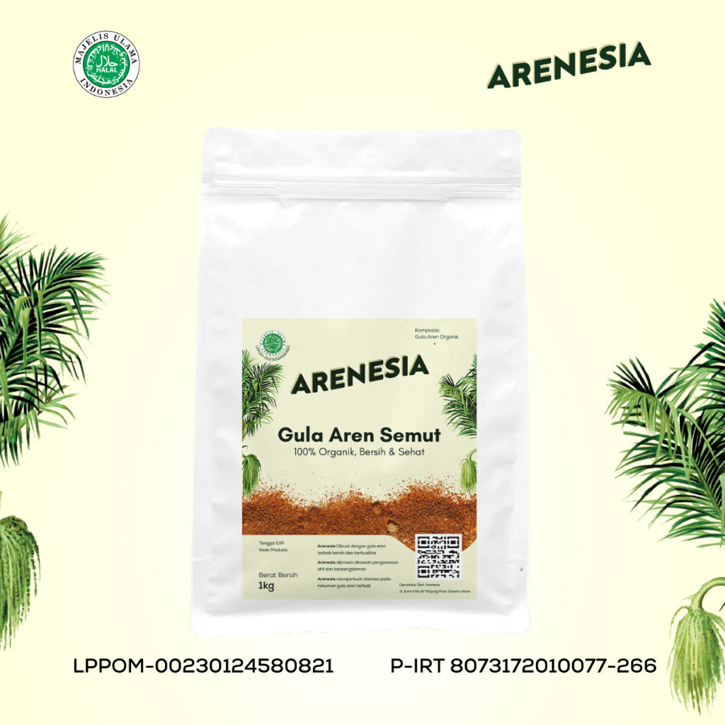 

Arenesia Gula Aren Semut 1000gr Bubuk 1kg Organik