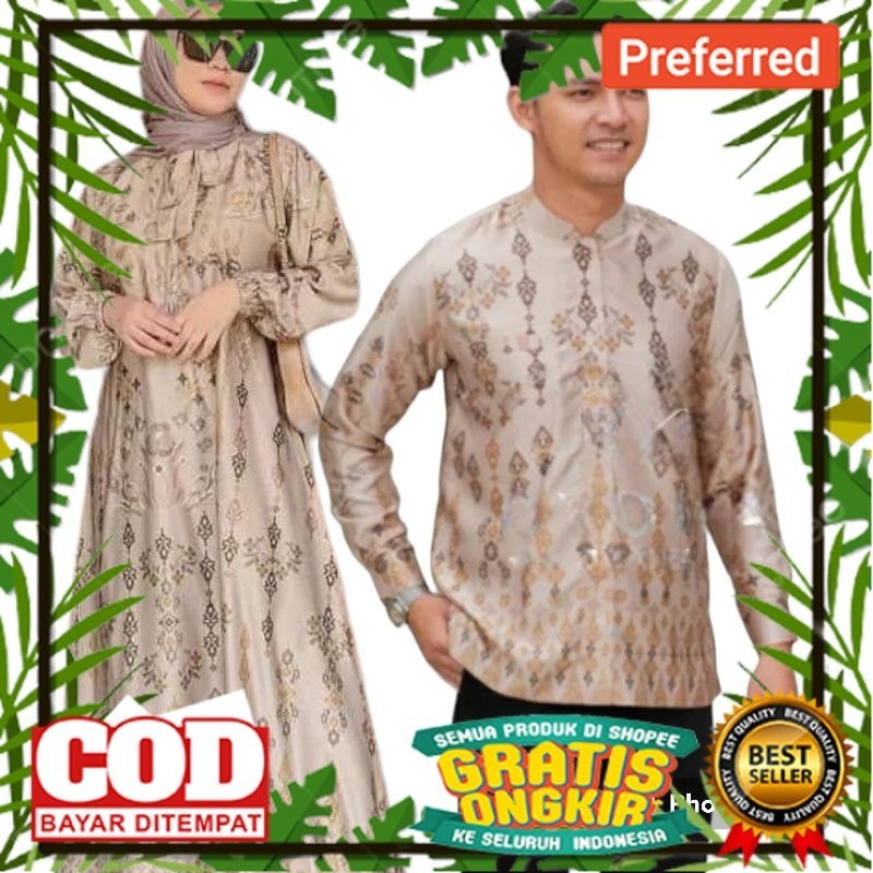 couple maxmara silk premium lengan panjang baju couple pasangan kondangan gamis maxmara lux motif te