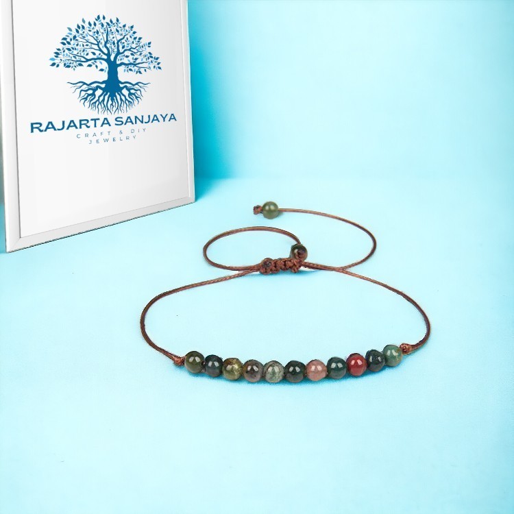 Gelang Tali Minimalis Batu Indian Agate 6mm