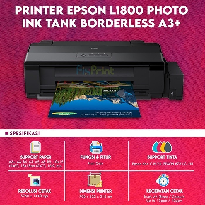 EPSN Printer L1800 Print A3+ GARANSI RESMI INFUS SUPPOR T DTF DTG