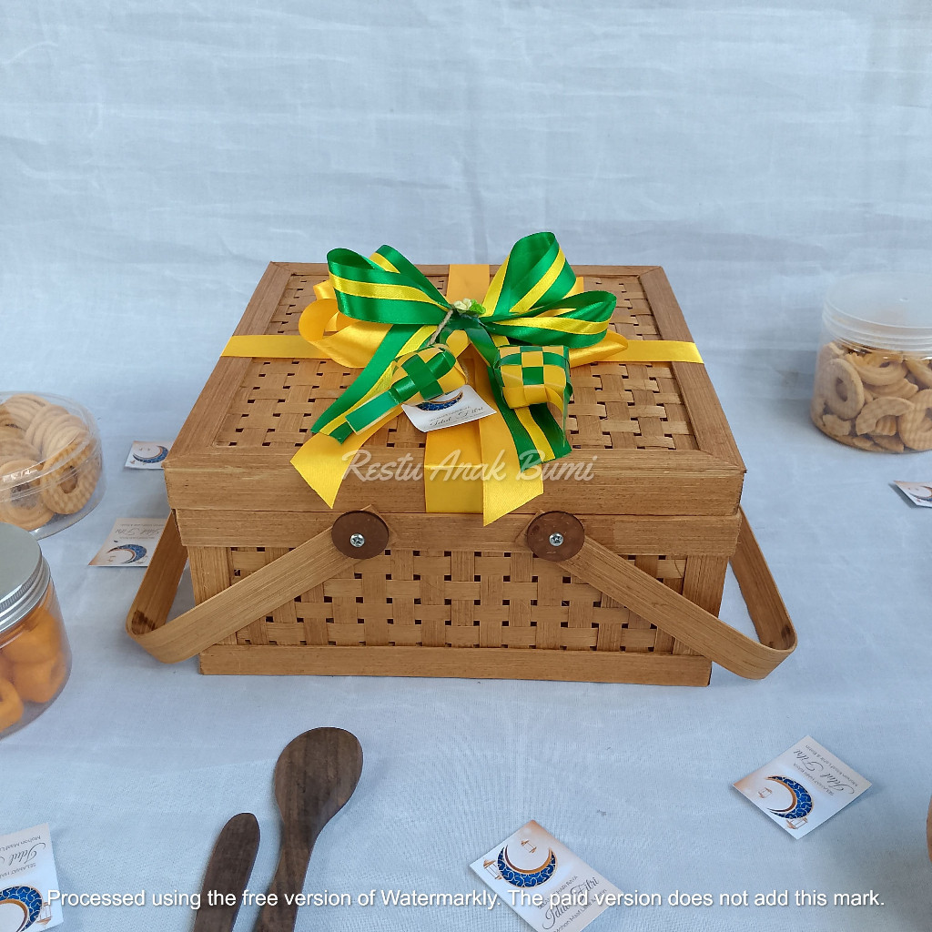 ( R25 ) B091 (Ramadhan Series) Rantang Asap Susun 1 Pital  | rantang kotak anyaman | wadah hampers k