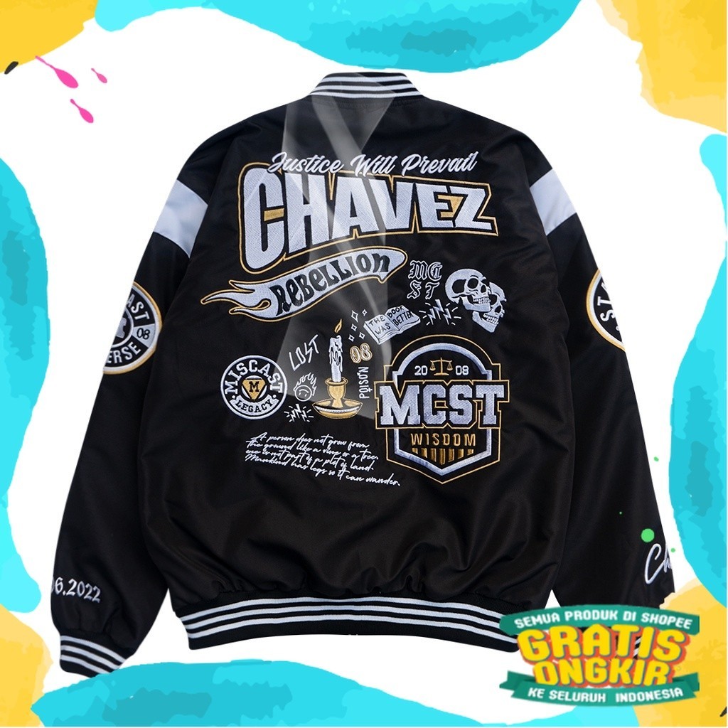Miscast Varsity Jaket Vintage Chavez Black/ putih Rmy Hijau coklat Pink