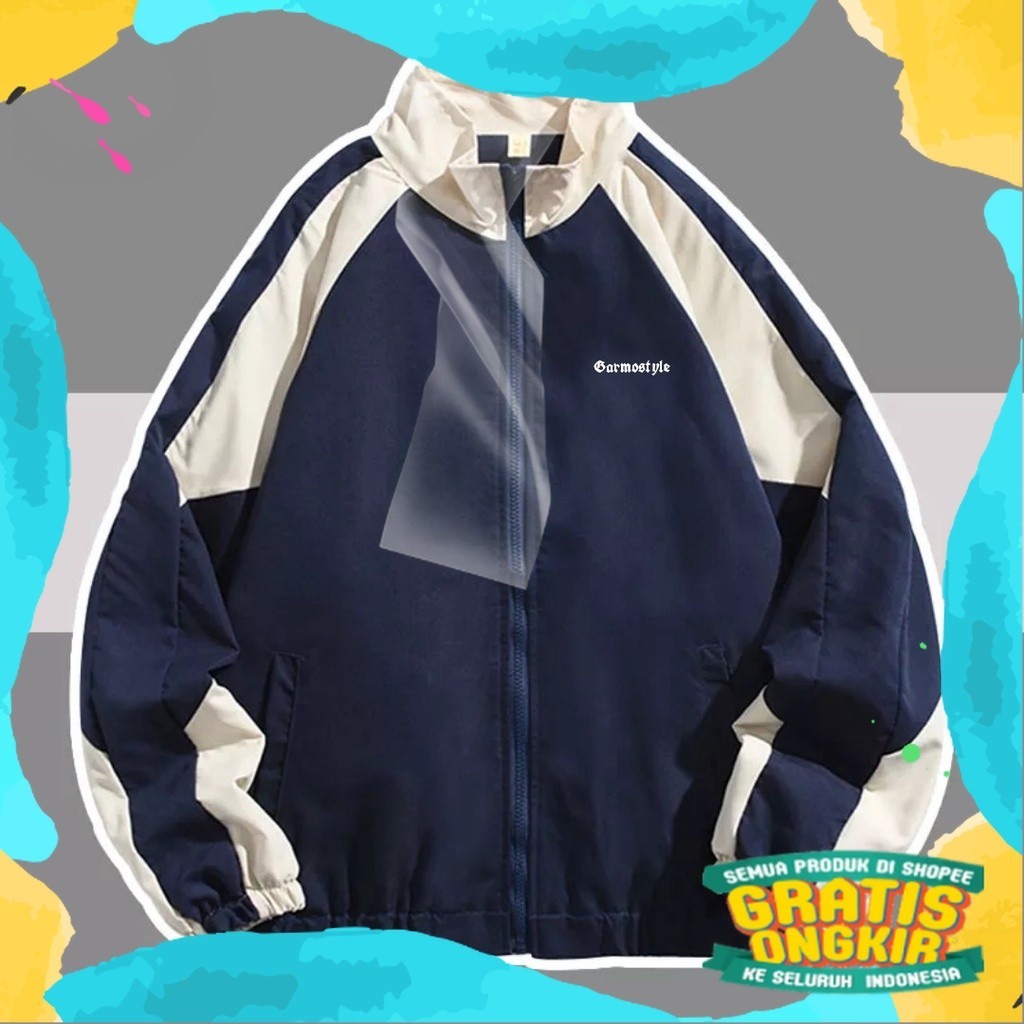 VARSITY JACKET VINTAGE SOFT PARASUT WATERPROOF MANTEL PRIA/ putih Rmy Hijau coklat Pink