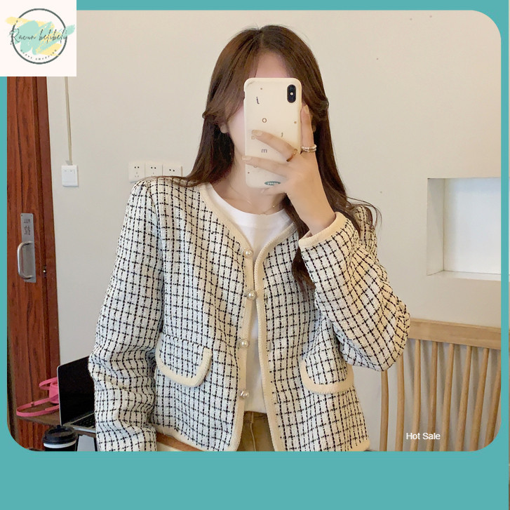 Jaket Outer Korea / Blazer Korea Jacket Korean Style Wanita Lengan Panjang Kotak-kotak Premium Kekin