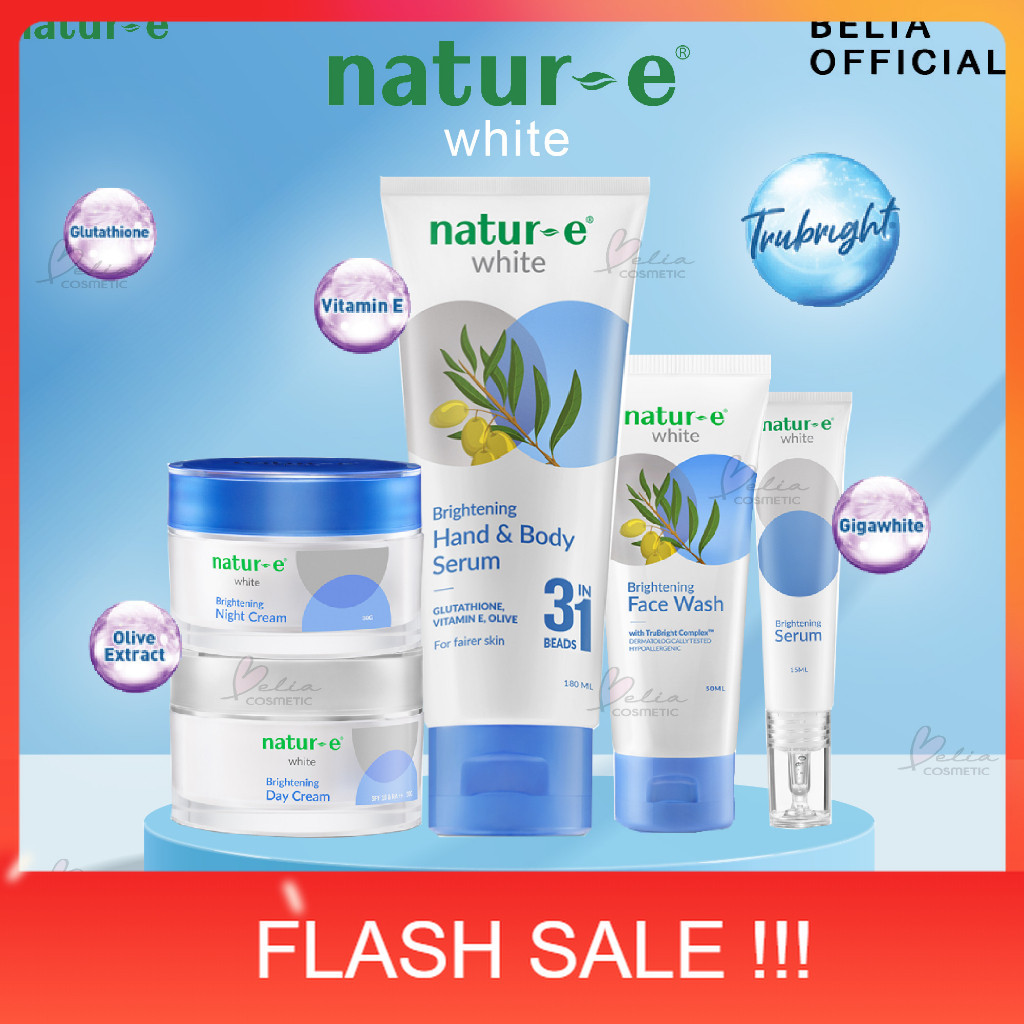 PROMO  BELIA  NATUR-E White Skincare Series | Face Wash | Day & Night Cream |  White Brightening | H