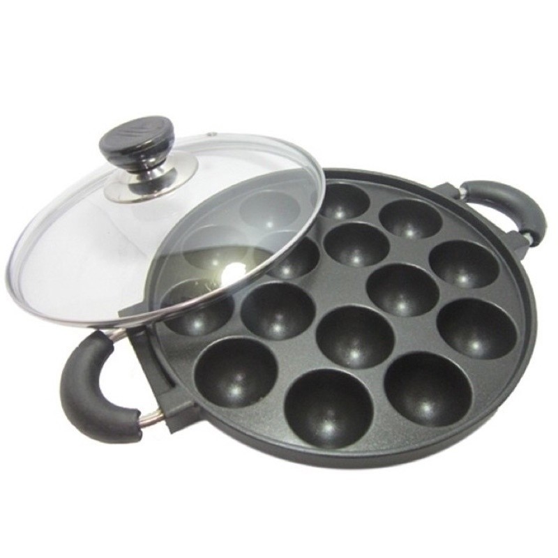 Loyang Wajan Teflon Cetakan Kue Cubit Takoyaki Poffertjes 19 Lubang Snack Maker Pan Anti Lengket