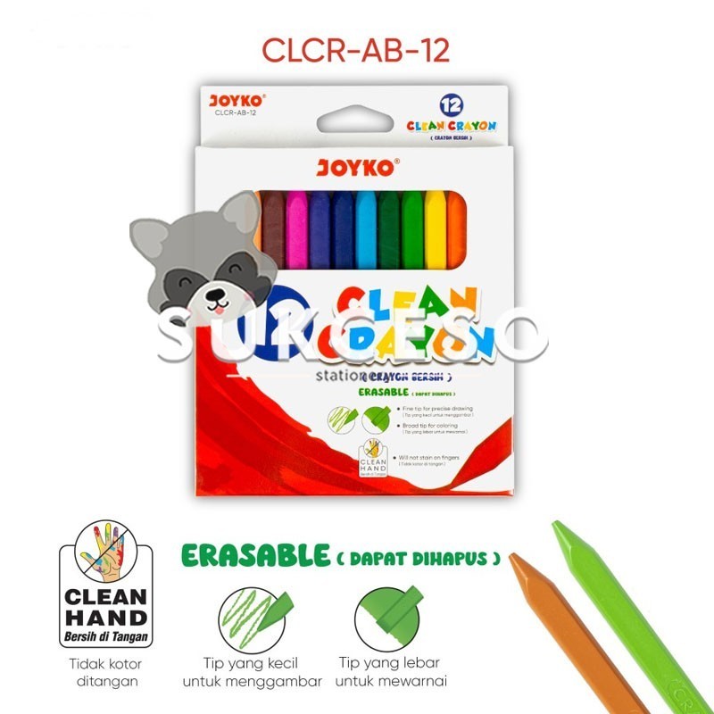 

Joyko Clean Crayon CLCR-AB-12 (Erasable) Krayon Bersih Dapat Dihapus