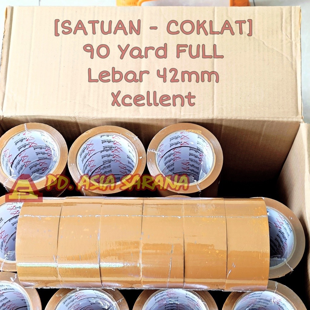 

[COKLAT] Lakban 90y x 45mm XCELLENT Yard Cokelat Isolasi Packing Roll