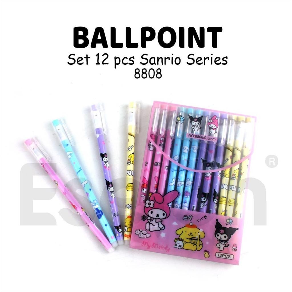 

[MaxMart] 12pcs Pulpen Gel Karakter Sanrio Set / 8808 / 1 Pak Pulpen Gel Fancy