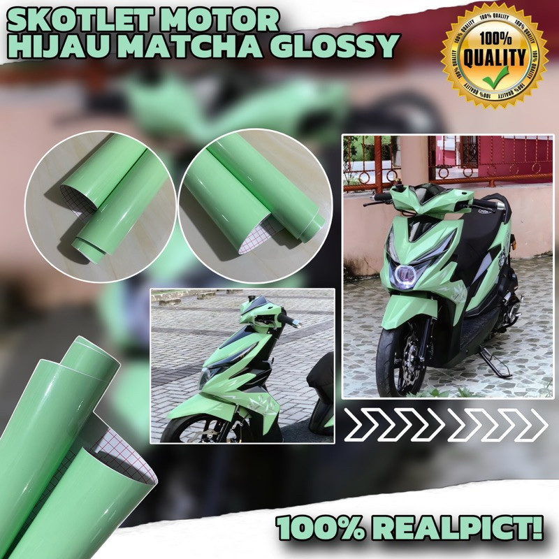 skotlet hijau matcha glossy stiker motor hijau muda pastel glossy