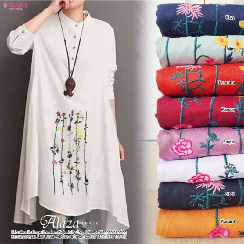 CALLIANA - COD ORIGINAL ALILA ANARA AYANA ALAZA TUNIK ATASAN Muslim CREPE WANITA MIX BORDIR FIT XL L