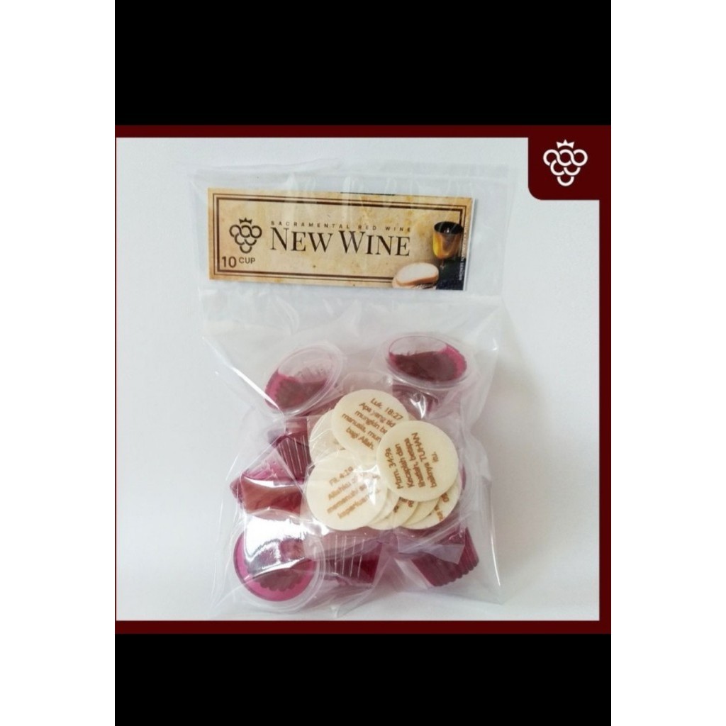 

NEW WINE CUP (10) HOSTI AYAT (ANGGUR PERJAMUAN ISI 10 + HOSTI AYAT)