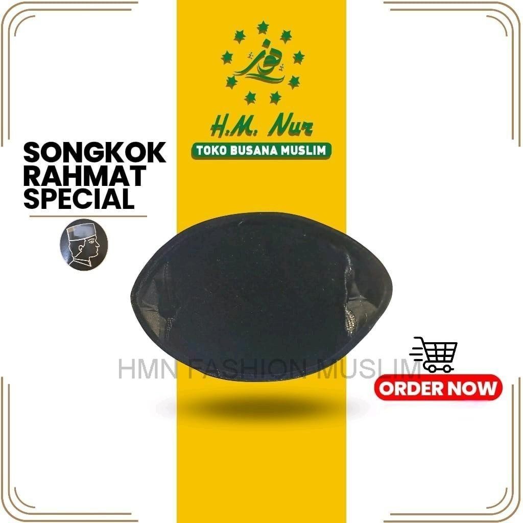 Peci Songkok Rahmat ORI - AC Hitam Polos Nasional (Kopiah Muslim)
