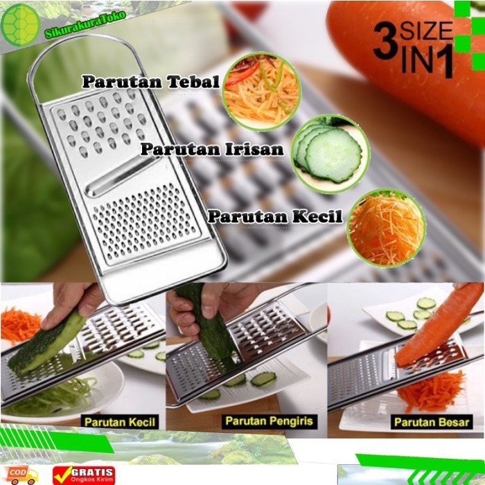 Parutan Keju BESAR 3 IN 1 Multifungsi Stainless Steel Parutan Buah Sayur Pengiris Pemarut grater Ala