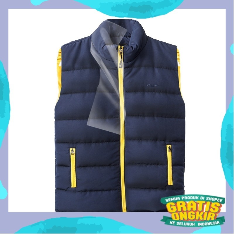 Brillant - Sloth Yellow Orange Rompi Pria Dewasa Sleting Kuning Oren Ukuran Size M L XL XXL Jaket Jacket Rompi Vest Bodyvest Mantel Touring Motor Biker Bikers Bahan Soft Parasut Despo Dacron Tebal Lembut Pelindung Dada Anti Angin Furing Korea Outdoor/ Pra