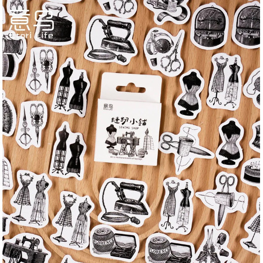 

Sticker Pack Isi 46 Lembar Vintage SEWING SHOP EDITION Retro Scrapbook Journal