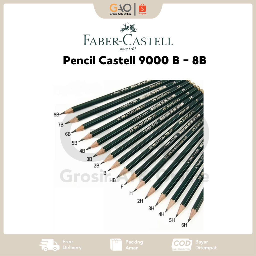 

Pencil Faber-Castell 9000 Pensil Grade Lengkap For Komputer B 2B 3B 4B 5B 6B 7B 8B