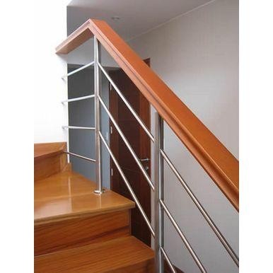 reling tangga stenlis pegangan kayu