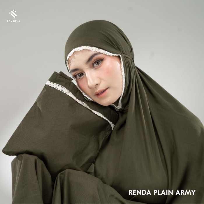 MUKENA TAZBIYA RENDA PLAIN ARMY ALLSIZE