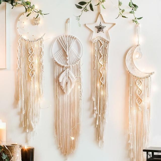 Liontin Dream Catcher Tenun Dekorasi Rustic Minimalis Hiasan Lebaran Ornamen Ramadan Hampers Lebaran