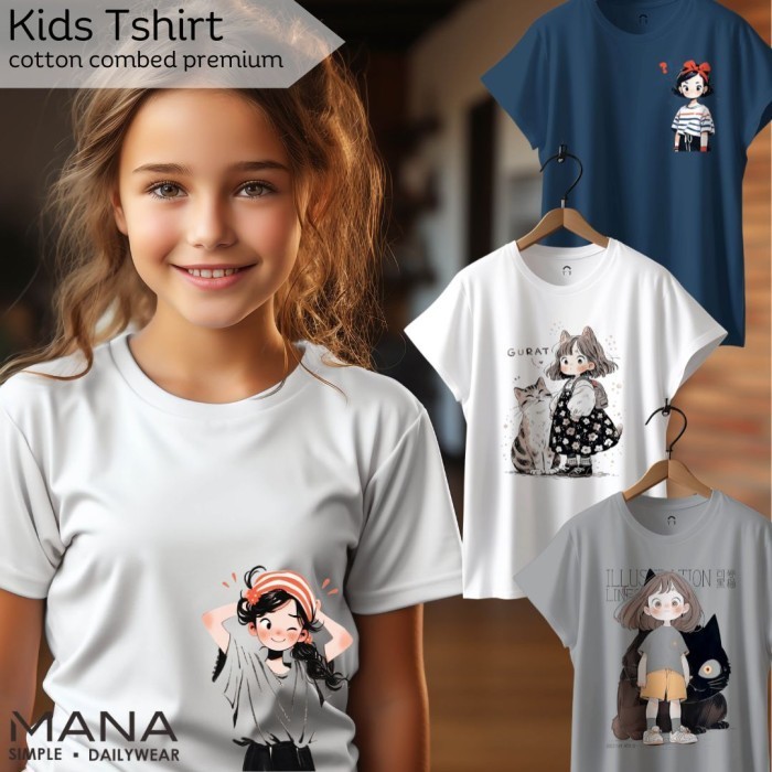 Kaos tshirt baju anak perempuan anime korea lucu kekinian anime barbie aesthetic kw29