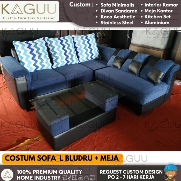 Sofa Sudut Naga Bludru Minimalis / Kaguu Costume Sofa L Tamu Palembang - Meja Tamu