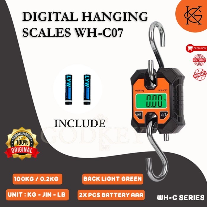 Timbangan Gantung Digital 100kg - 200kg /0.2kg Mini Koper 100 - 200 kg - 100kg HITAM