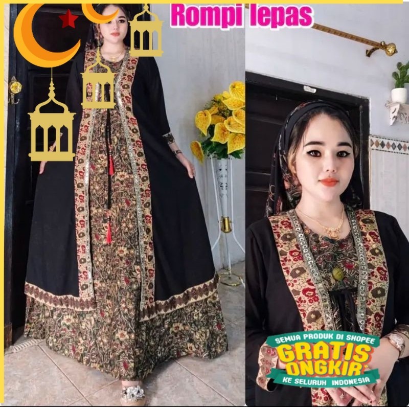 Gamis Dress Wanita Hindi Rompi Lepas Mix Ceruty  Katun Rayon Casual/nude yellow kuning mustard
