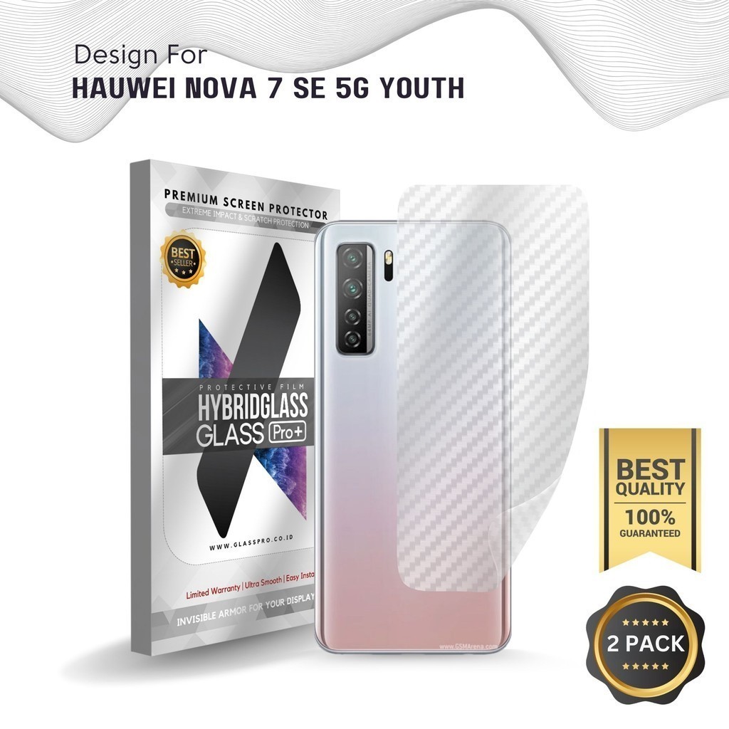 Fiber Guard Screen Protector Huawei Nova 7 SE 5G Youth Back, 3D Anti Gores Belakang Premium, Carbon 