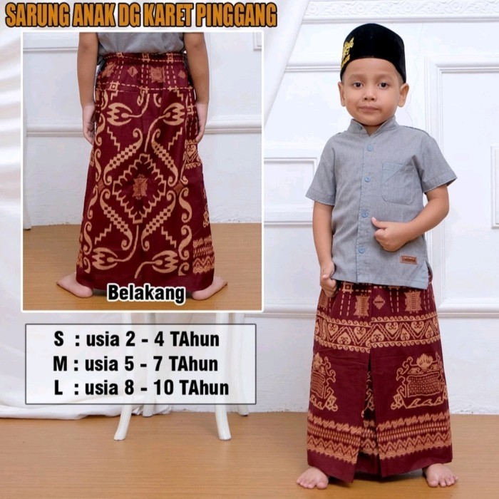 Celana Sarung Anak Laki Laki 2-10 Tahun Sarung Batik  Kekinian - Balimoon Merah, L