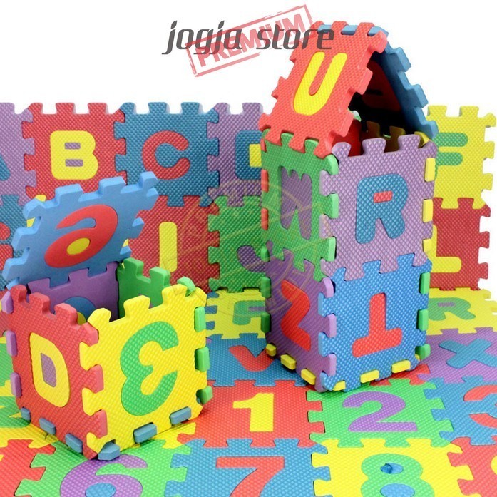 Mainan Karpet Puzzle 3D Foam Angka Huruf 36Pcs Matras Puzle TIkar Anak
