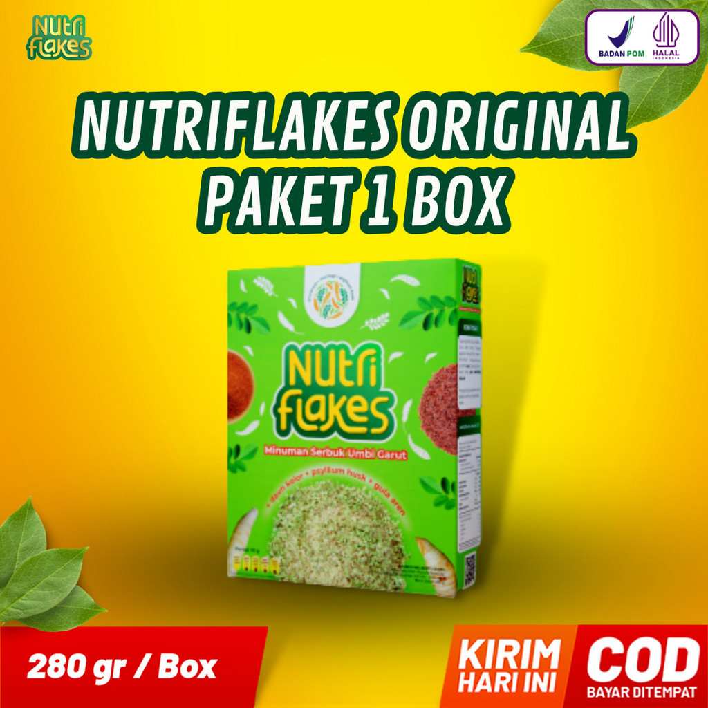 

Nutriflakes - Original Minuman Umbi Garut Ekstrak Daun Kelor Bantu Atasi Asam Lambung Maag Kronis Mual Muntah Kontrol Kolestrol Kolesterol Suplemen Makanan Diet Tingkatkan Antibody Lancarkan Pencernaan Isi 280gr