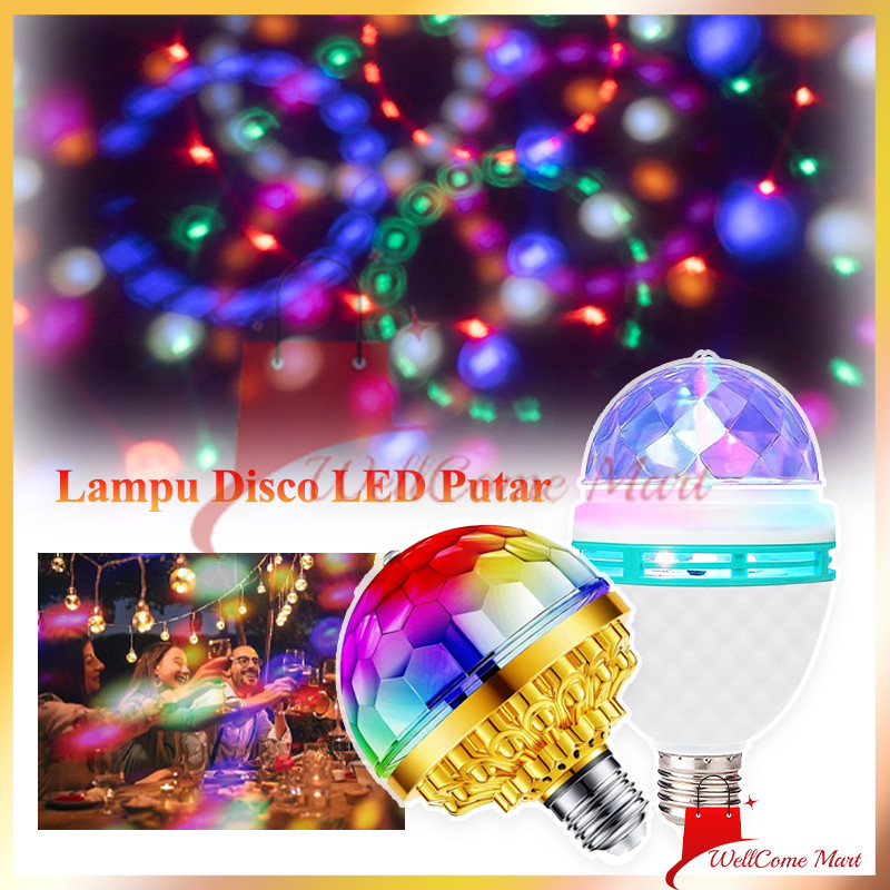 Lampu Disco LED Putar / LED Disco RGB Rainbow / Putar Otomatis Disko Warna-Warni RGB